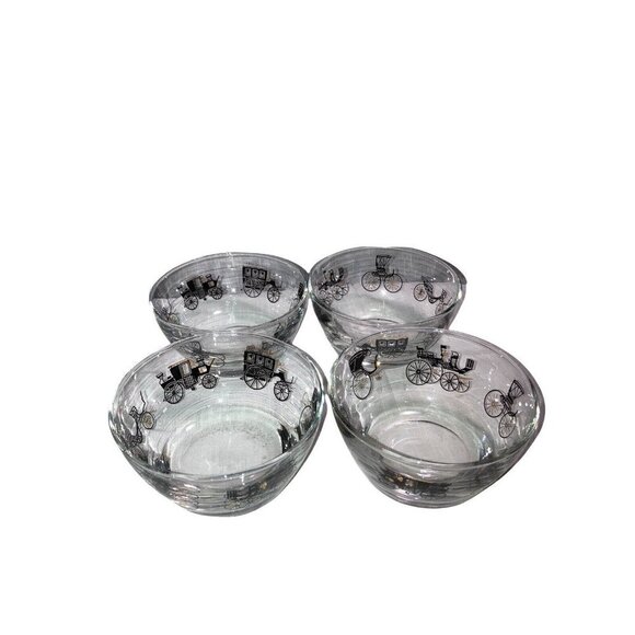 Vintage‎ MCM Libbey Horseless Carriage Snack Nut Candy Bowls Barware set of 4 - Picture 1 of 4